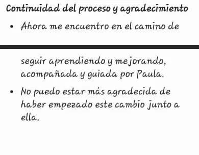 Testimonio: agradecida de haber empezado este cambio con Paula
